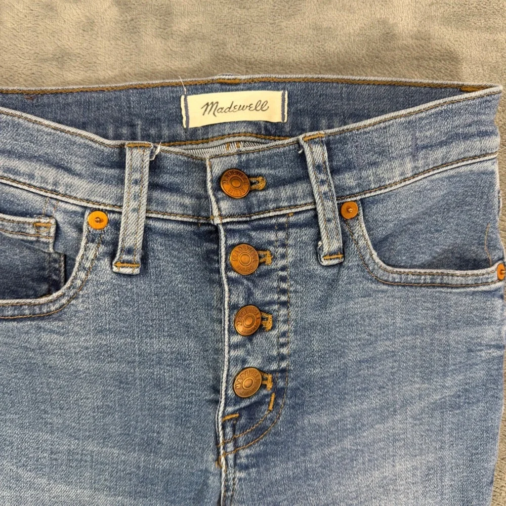 Madewell Mid Rise Skinny Crop Jeans Women's Size 23 Light Blue Button‎ Fly Denim